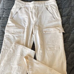 White Cargo Pants with Zipper Pockets